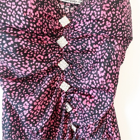 ALESSANDRA RICH Silk Asymmetrical Ruffle Evening Formal Dress - Picture 13 of 14